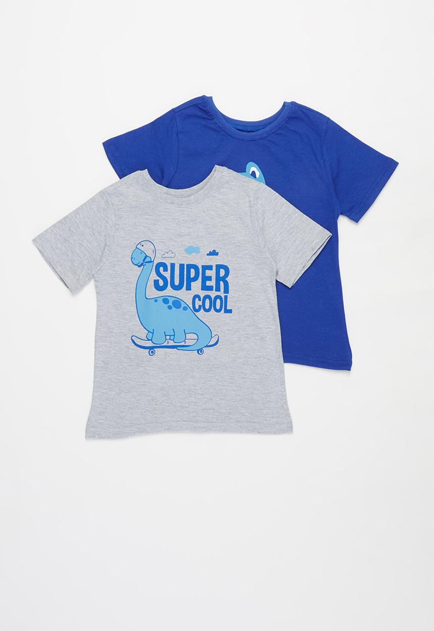 Pop Candy - 2 pack graphic tees - blue & grey