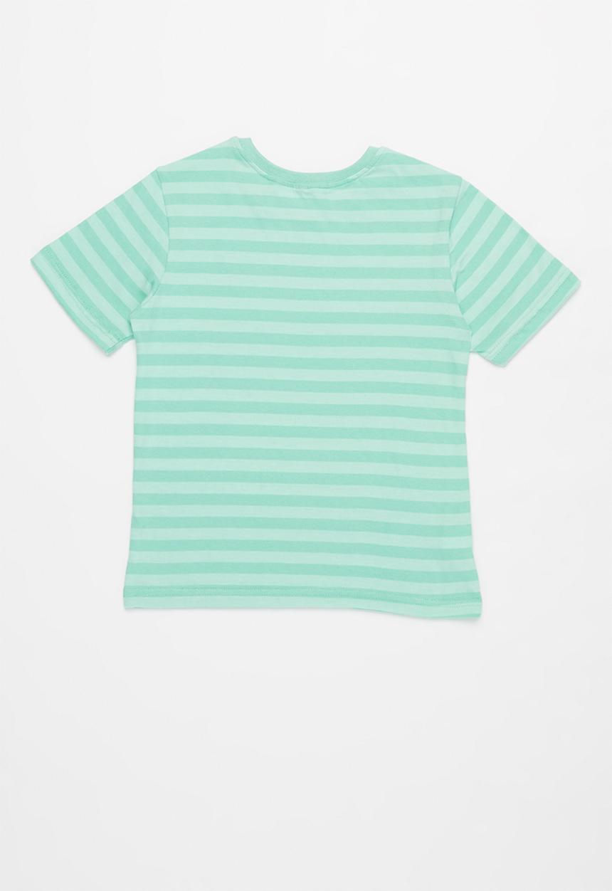 Pop Candy - Younger boys 2 pack stripe tees - aqua