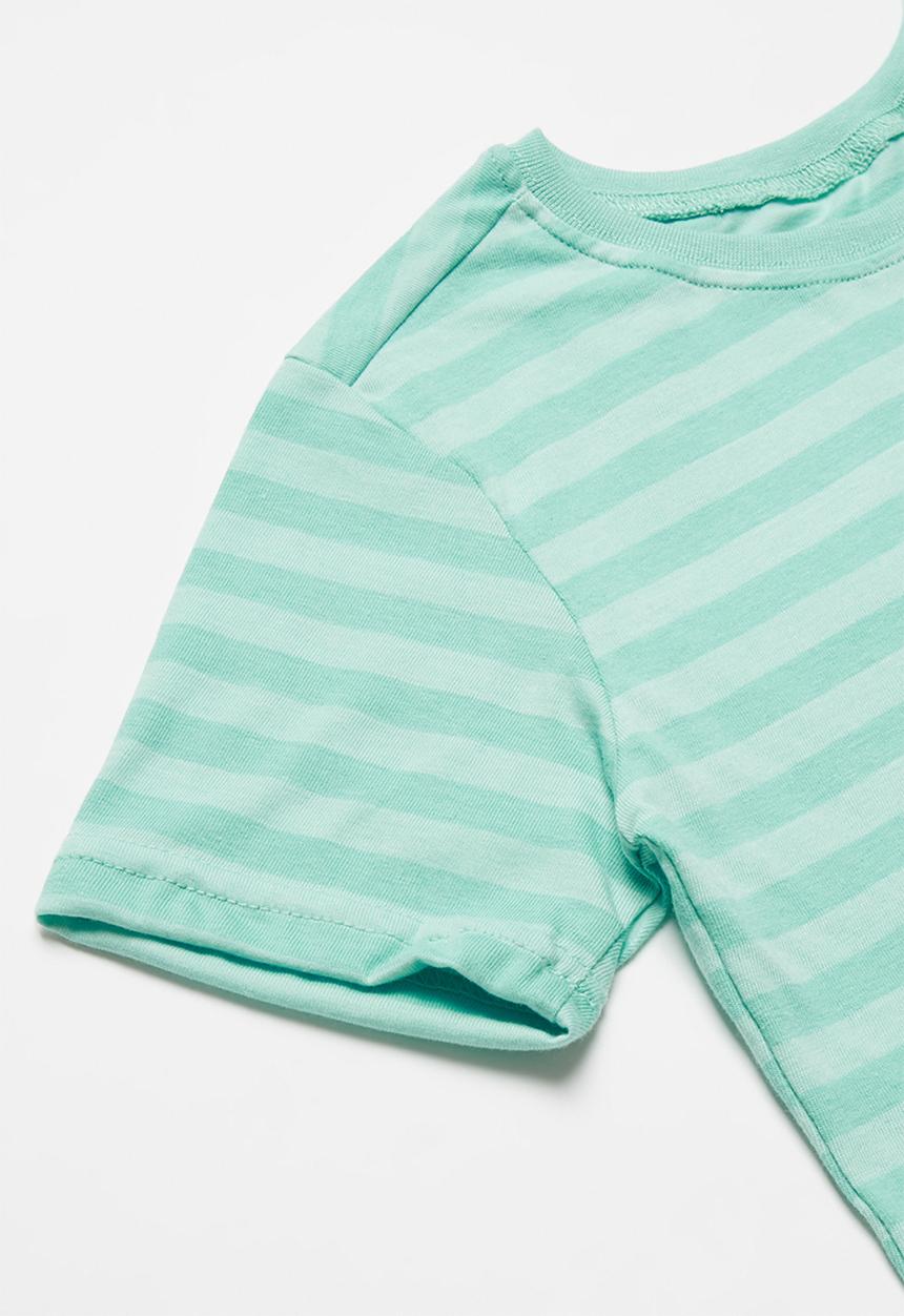 Pop Candy - Younger boys 2 pack stripe tees - aqua
