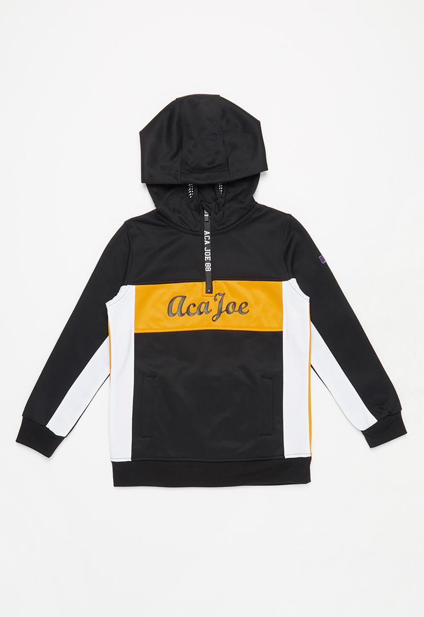 Aca Joe - Big boys colour block cagoule - black & yellow