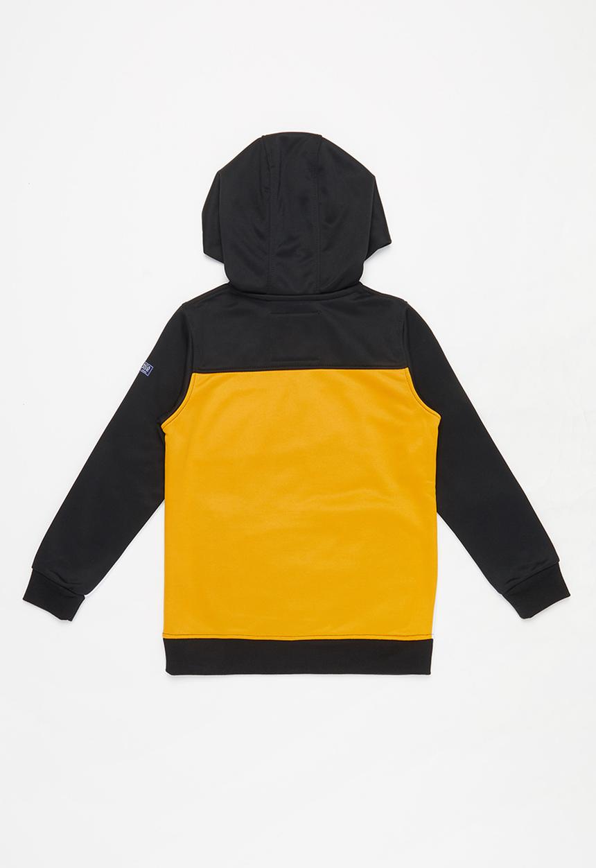 Aca Joe - Big boys colour block cagoule - black & yellow