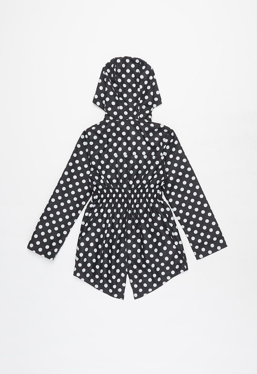 Ruby Tuesday - All over print detachable hood mac coat - black & white