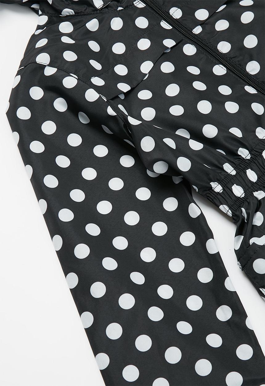 Ruby Tuesday - All over print detachable hood mac coat - black & white