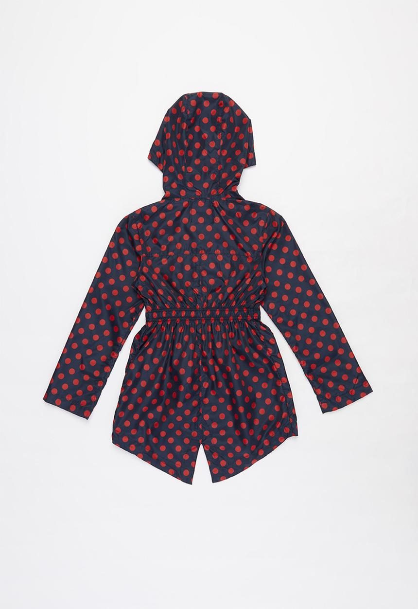 Ruby Tuesday - All over print detachable hood mac coat - navy & red