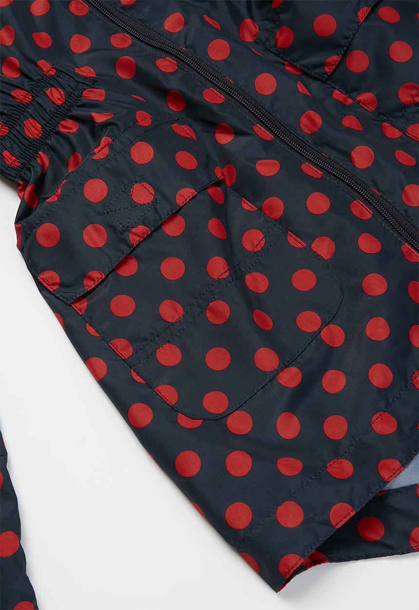Ruby Tuesday - All over print detachable hood mac coat - navy & red