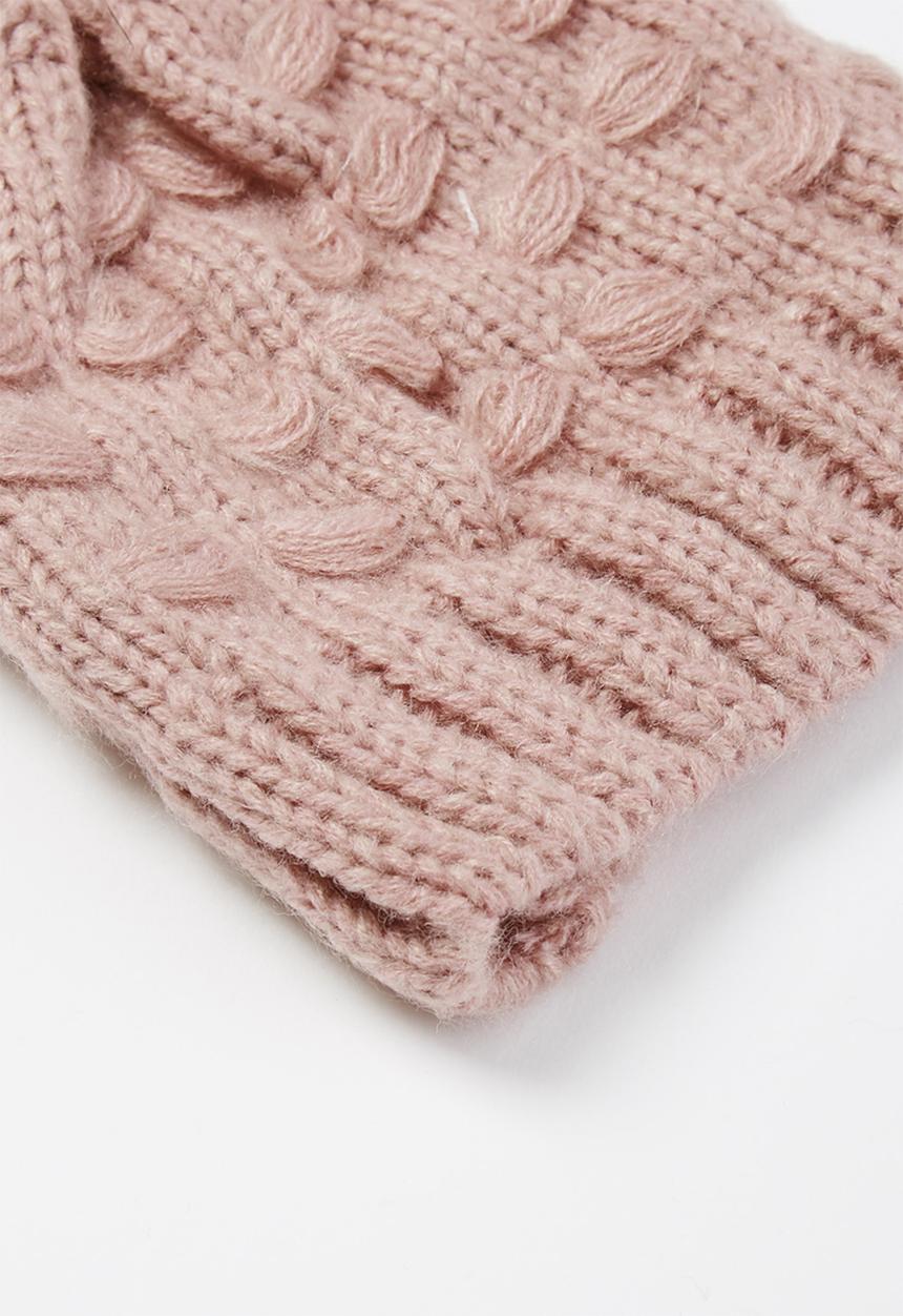 Baby Star - Single faux fur pom pom beanie - pink