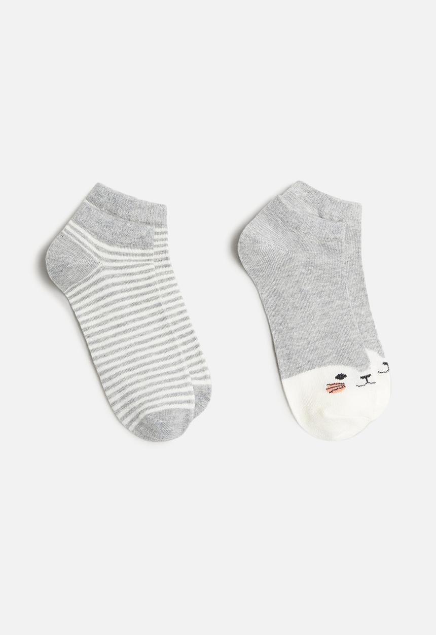 MANGO - Cati 2 pack socks - grey & white 