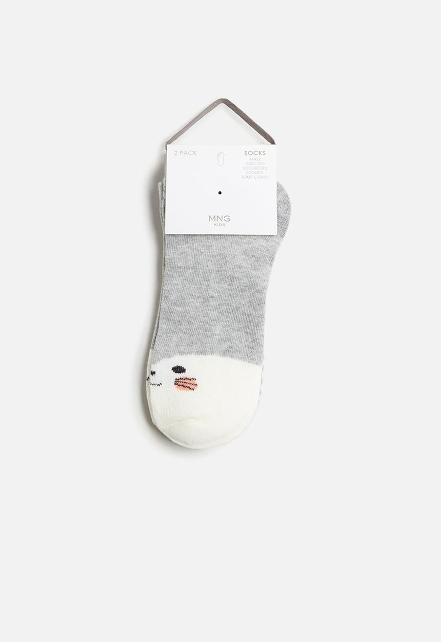 MANGO - Cati 2 pack socks - grey & white 