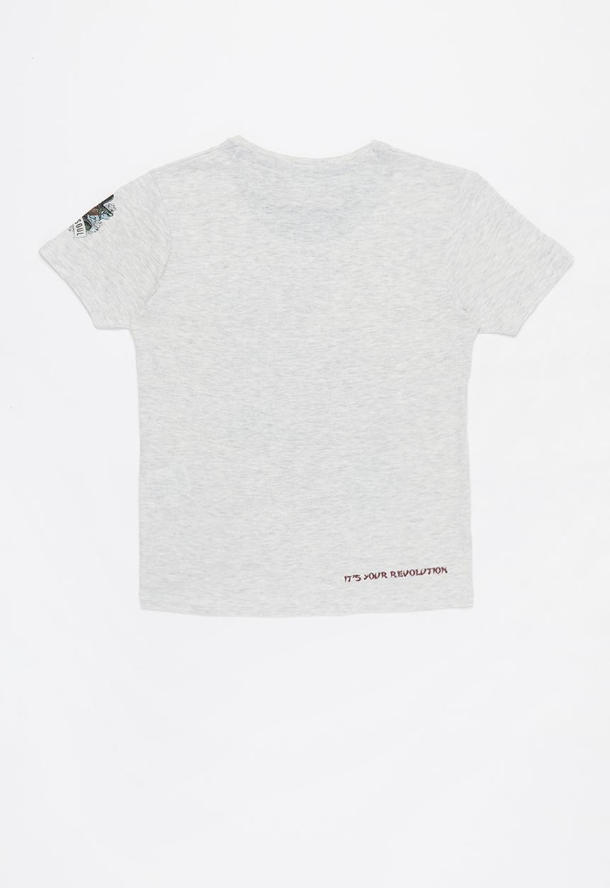 Brave Soul - Habu printed short sleeve tee - grey 