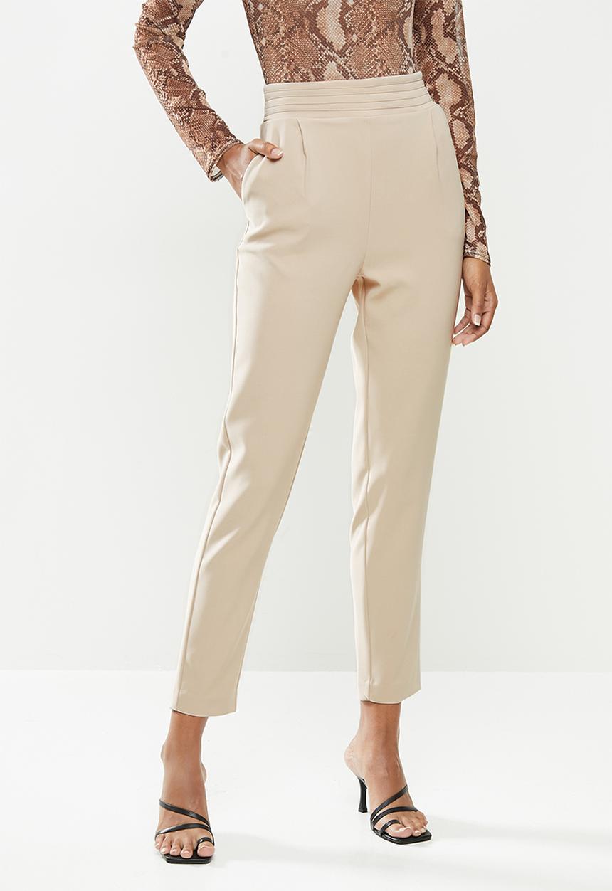 SISSY BOY - Toronto:high rise elasticated pants with wb detail - sand