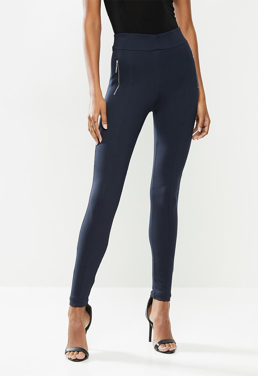 SISSY BOY - Valery:high rise legging with front metal zip - navy