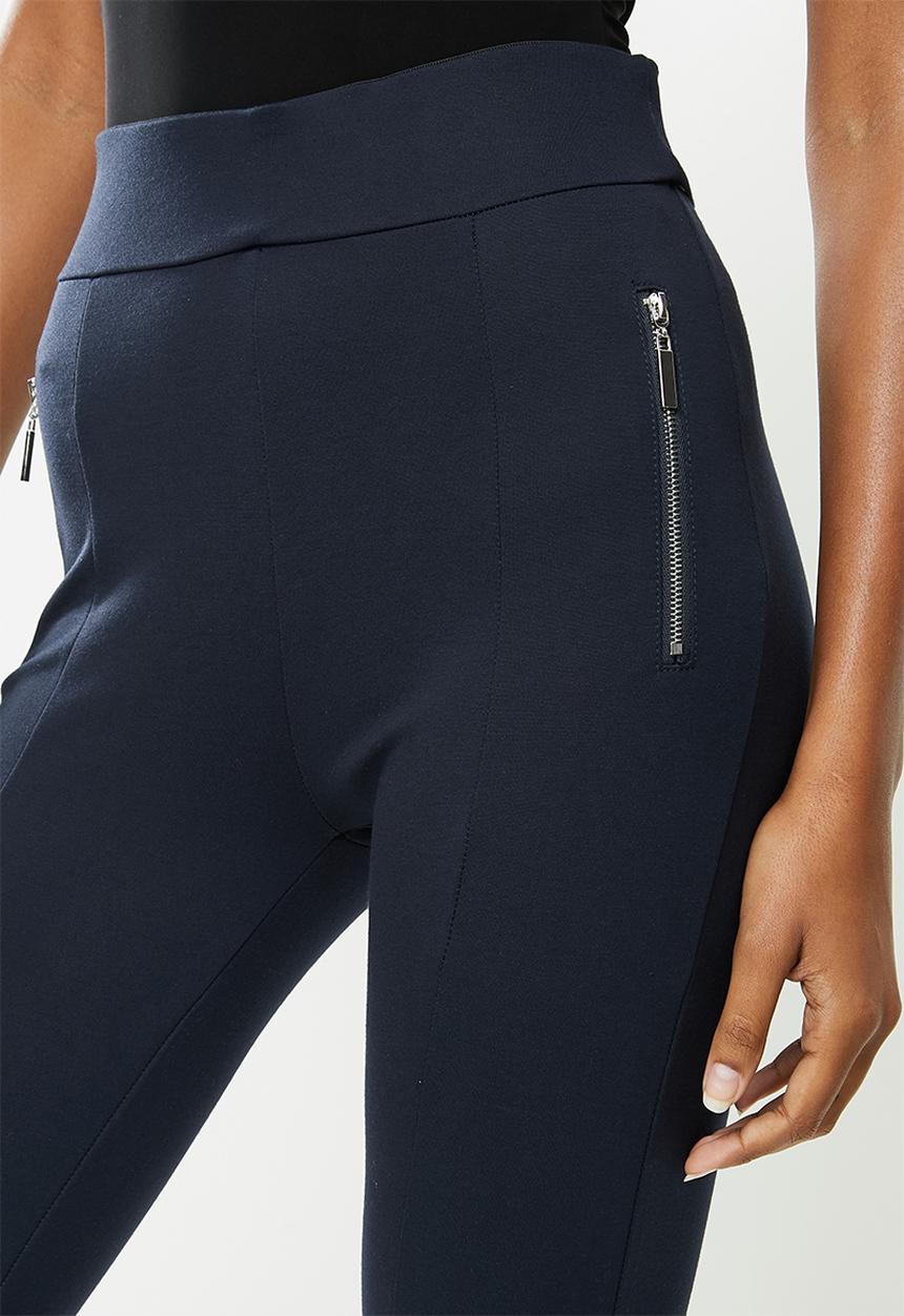 SISSY BOY - Valery:high rise legging with front metal zip - navy