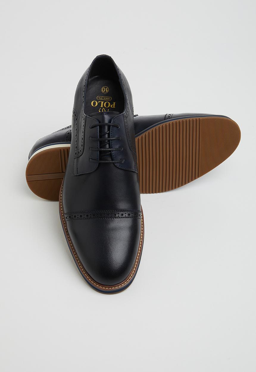 POLO - Edward leather casual lace up - navy