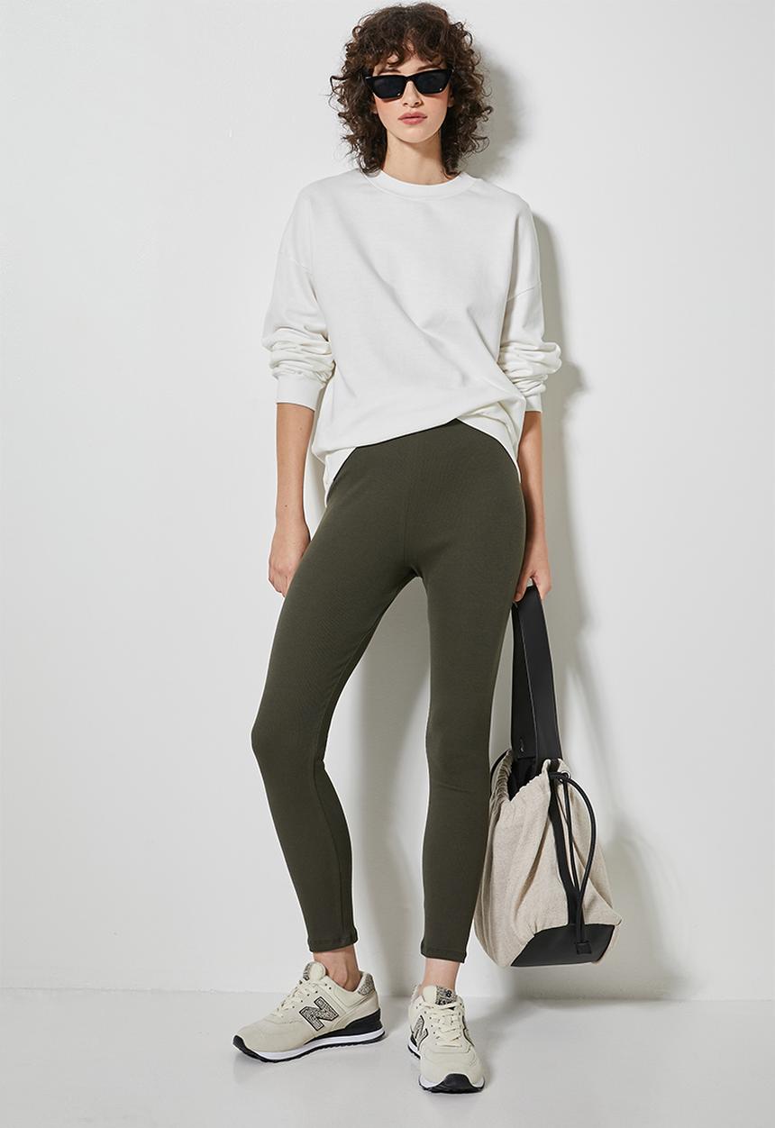 Superbalist - 7/8 Rib leggings - khaki