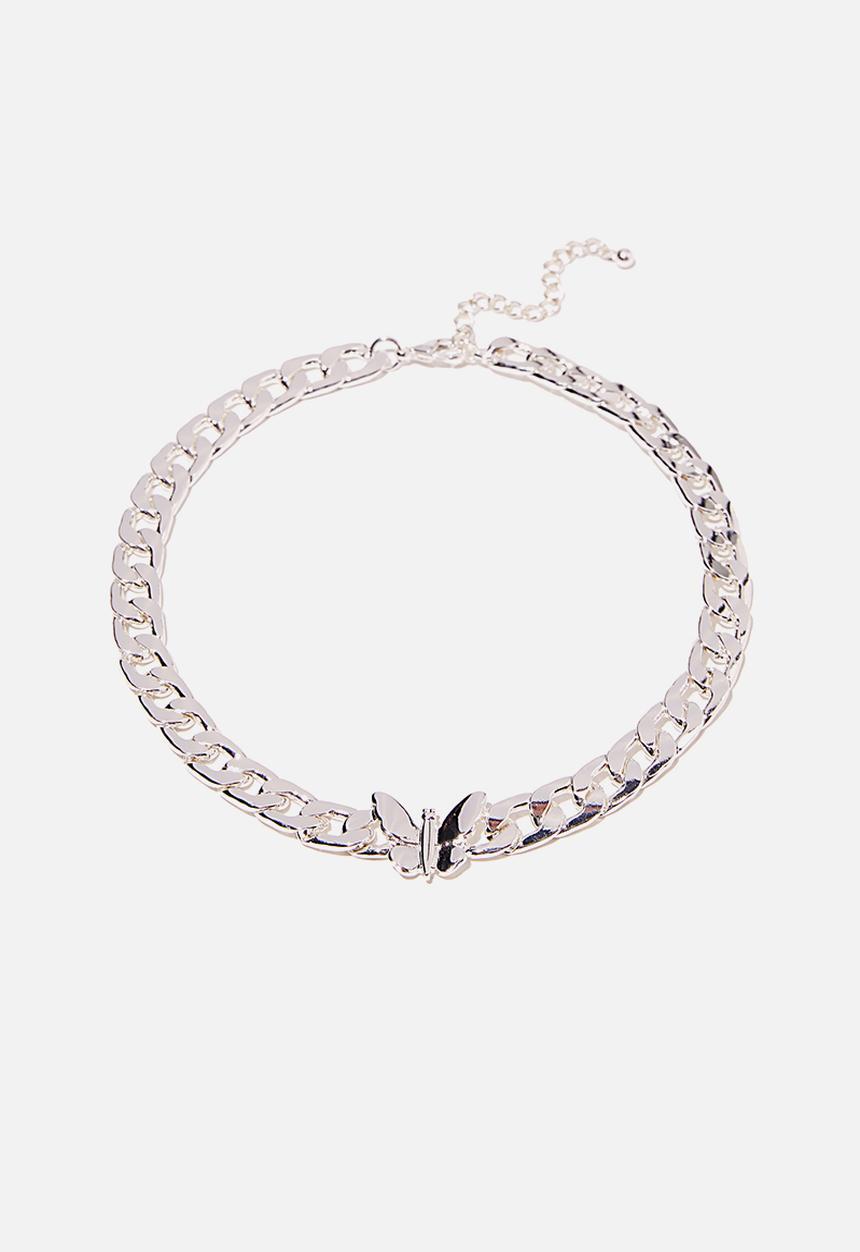Rubi - Keepsake luxe curb necklace - butterfly silver
