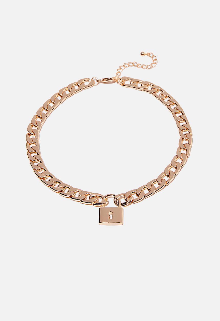 Rubi - Keepsake luxe curb necklace - padlock gold