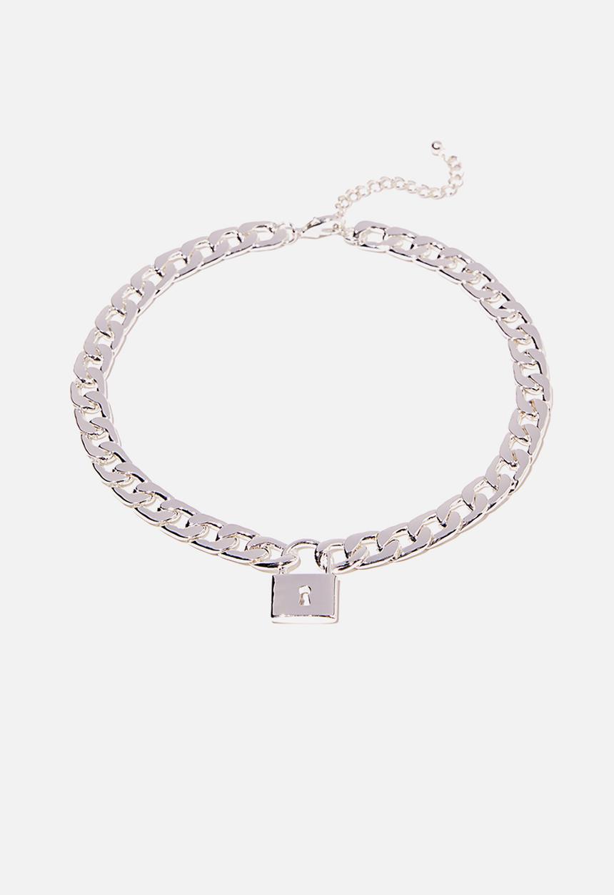 Rubi - Keepsake luxe curb necklace - padlock silver