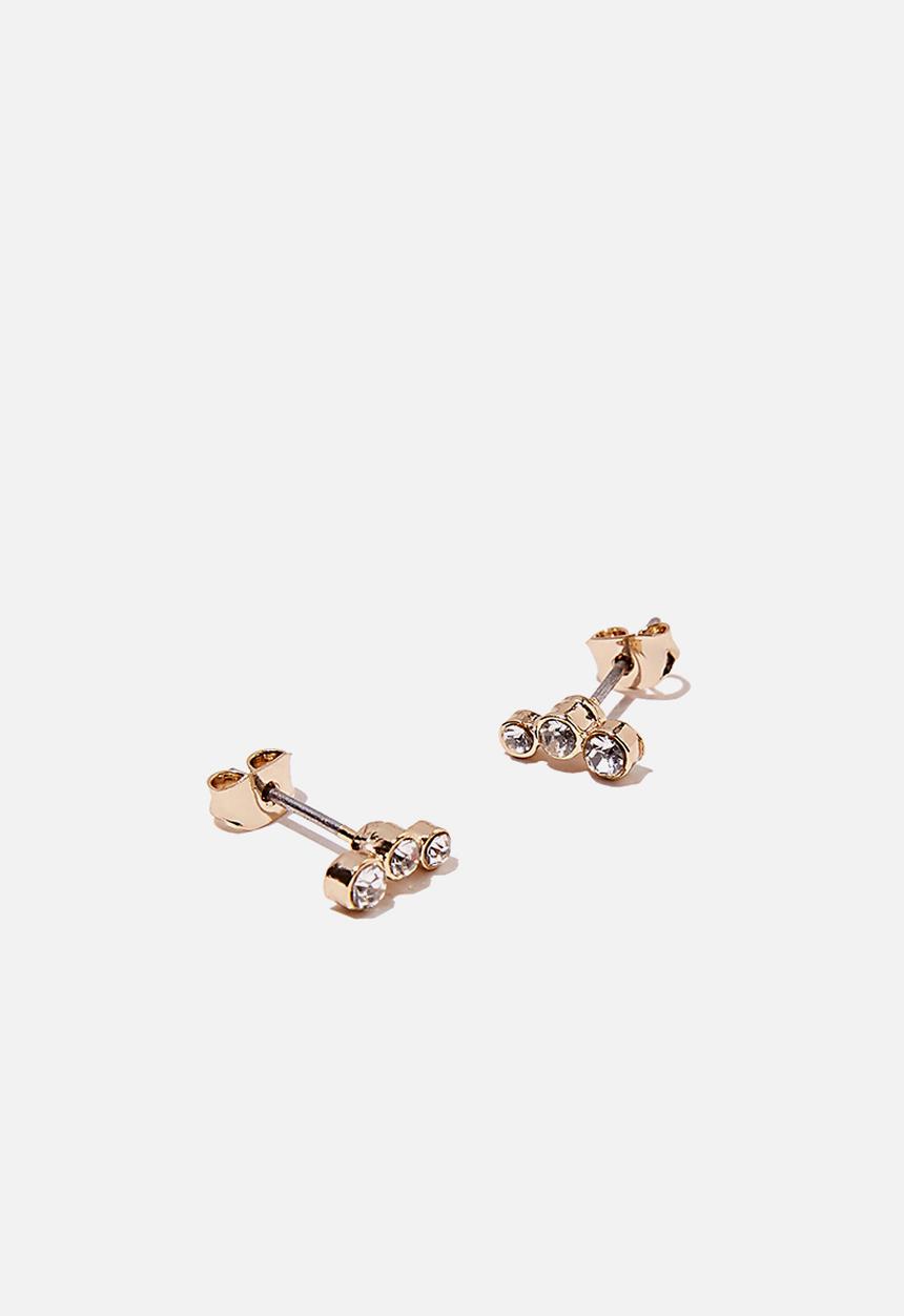 Rubi - Premium stud earrings - gold plated triple crystal