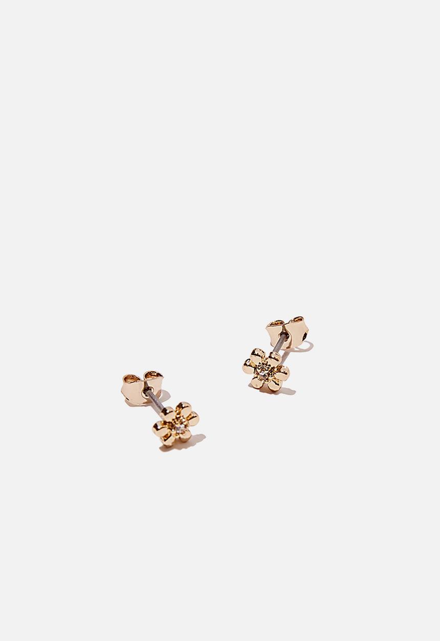 Rubi - Premium stud earrings - gold plated daisy