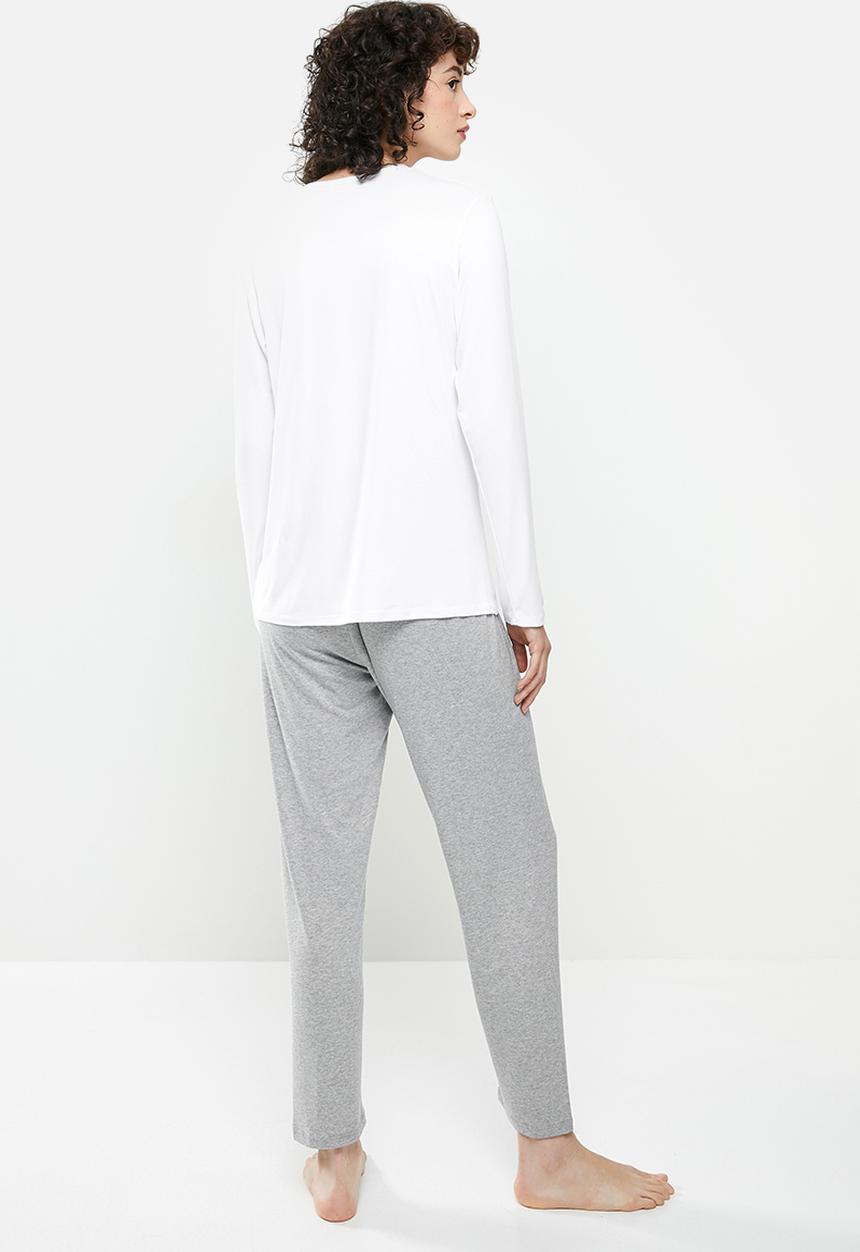 Superbalist - Sleep tee & pants set - white & grey 