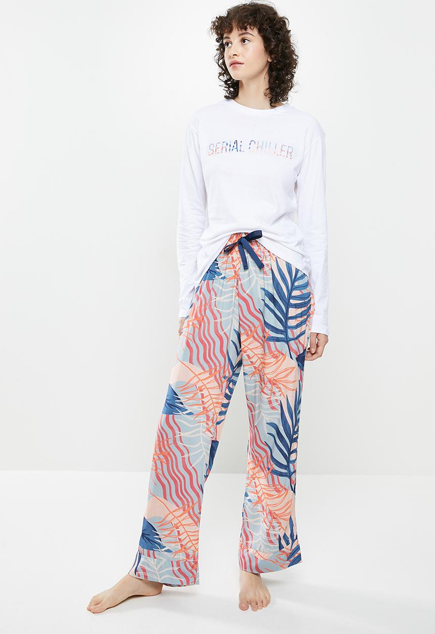 Superbalist - Sleep long sleeve fitted top & pants - multi 