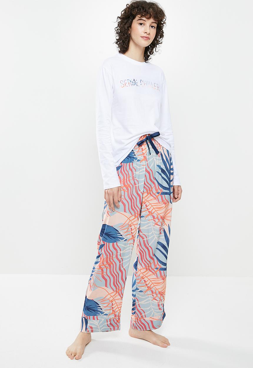 Superbalist - Sleep long sleeve fitted top & pants - multi 