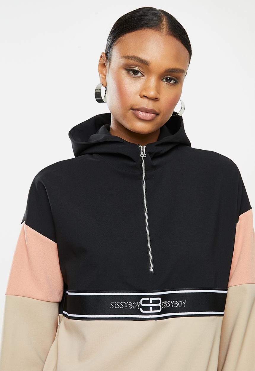 SISSY BOY - Army chic tracksuit top - black & neutral 