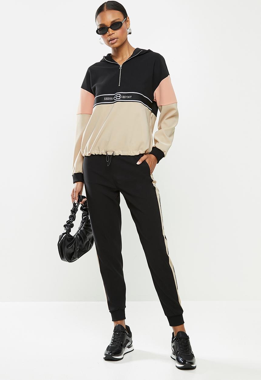SISSY BOY - Army chic tracksuit top - black & neutral 