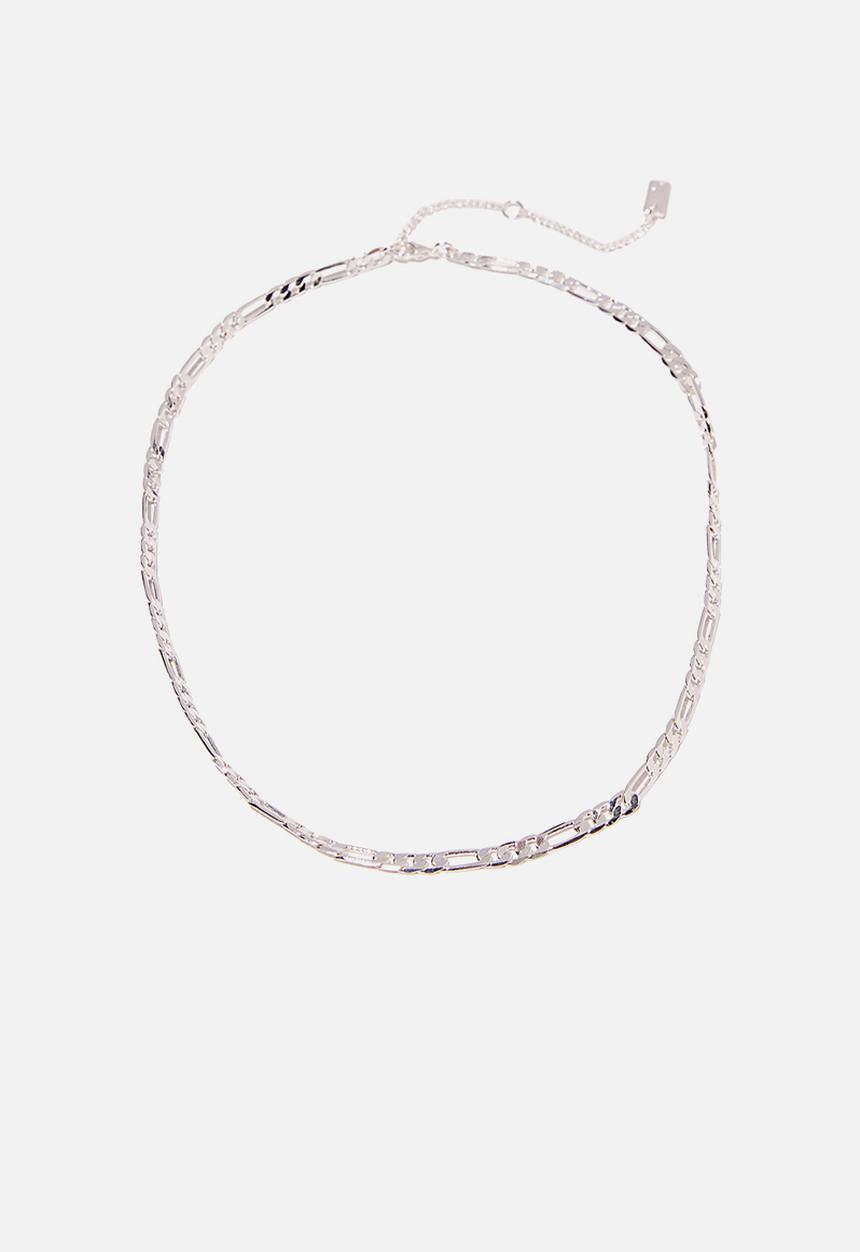 Rubi - Premium single chain necklace - sterling silver plated wide figaro