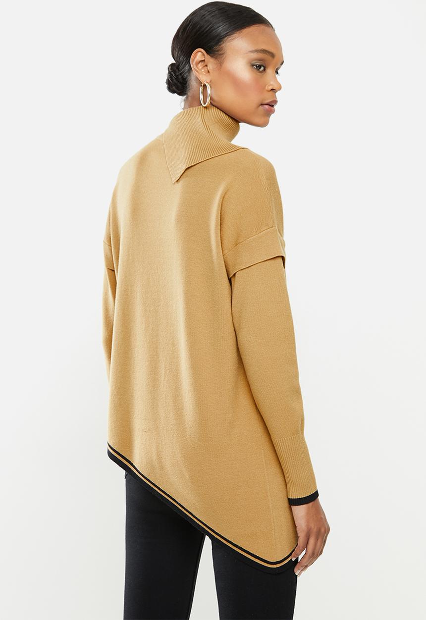 SISSY BOY - Nicole: asymmetrical detailed duo-tone knit - camel