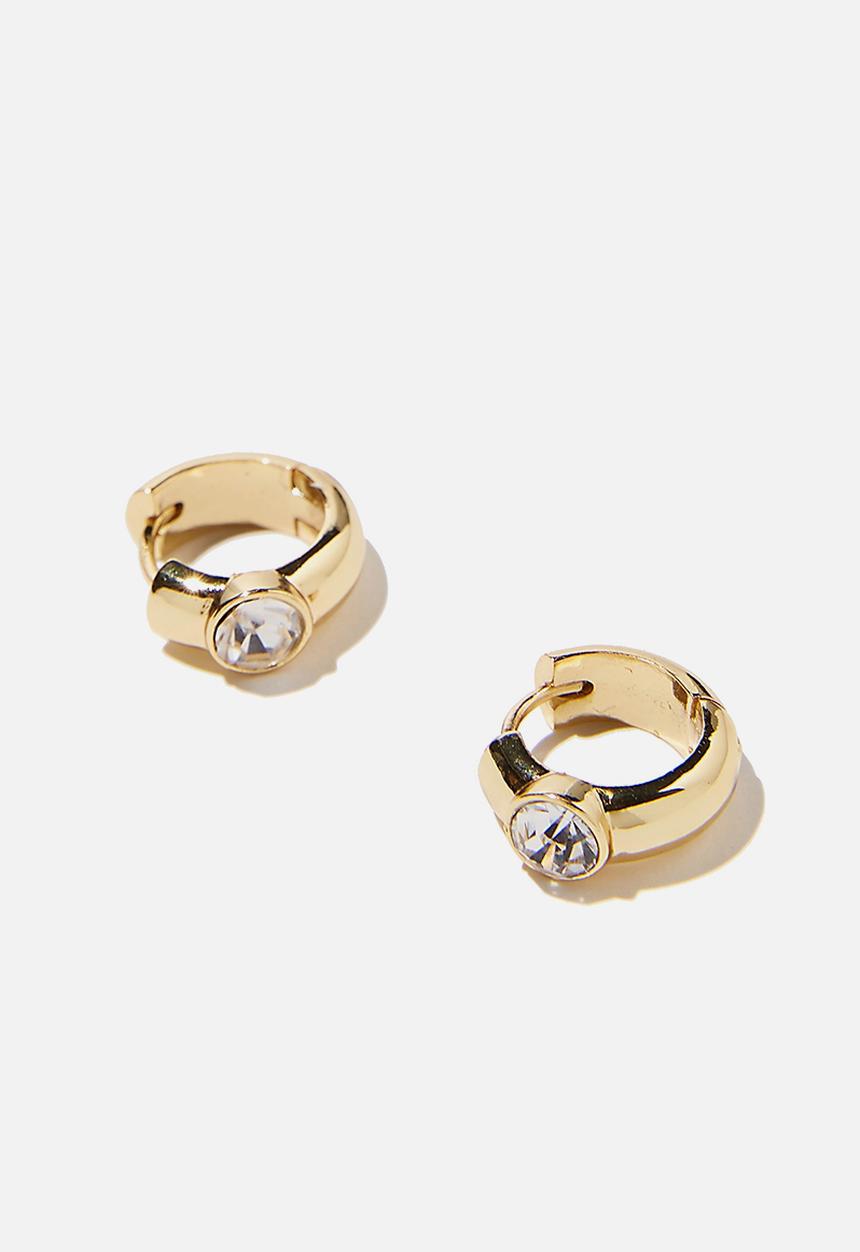 Rubi - Premium chunky huggie hoop - gold plated crystal