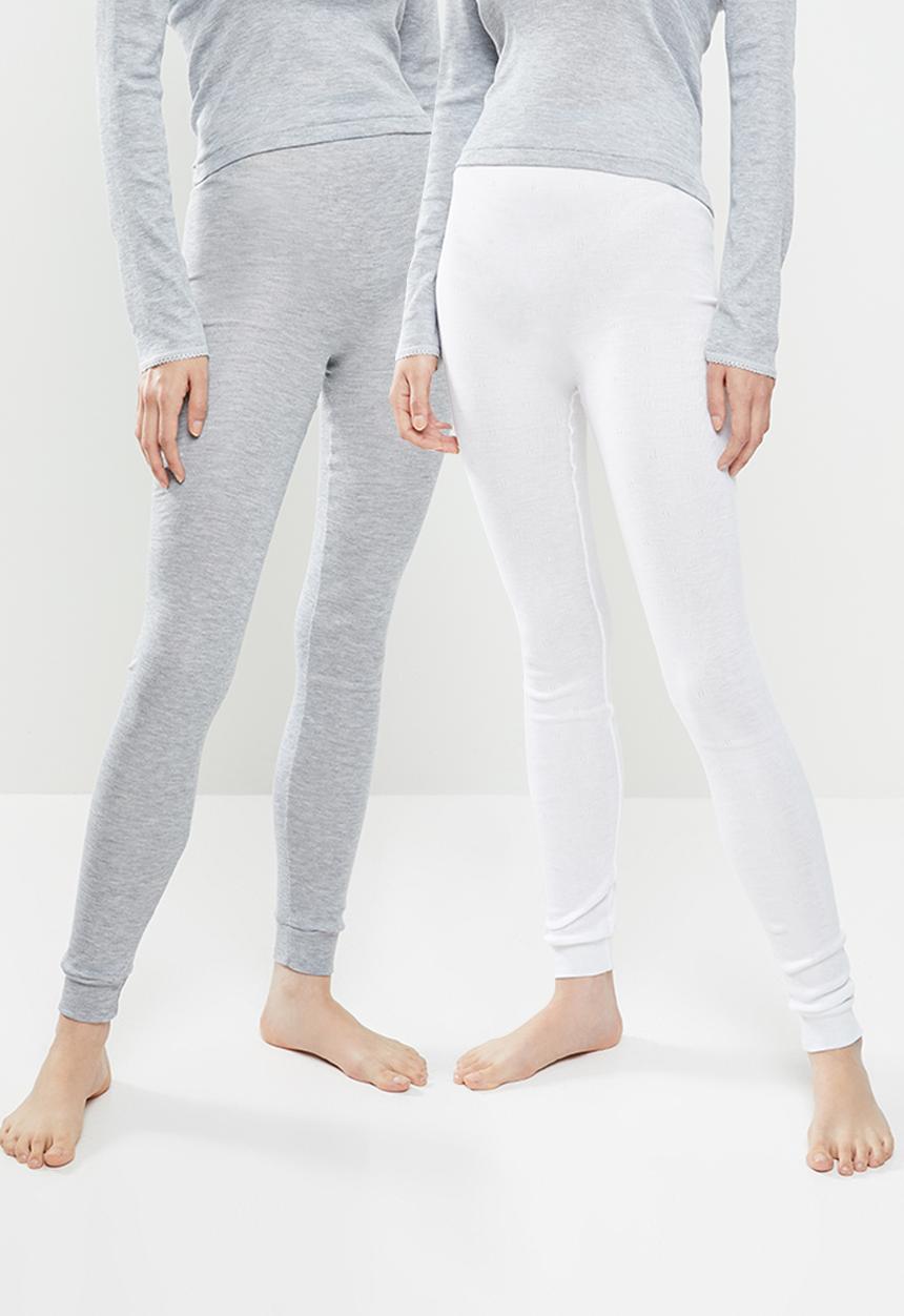 Superbalist - 2 Pack thermal legging - white & grey