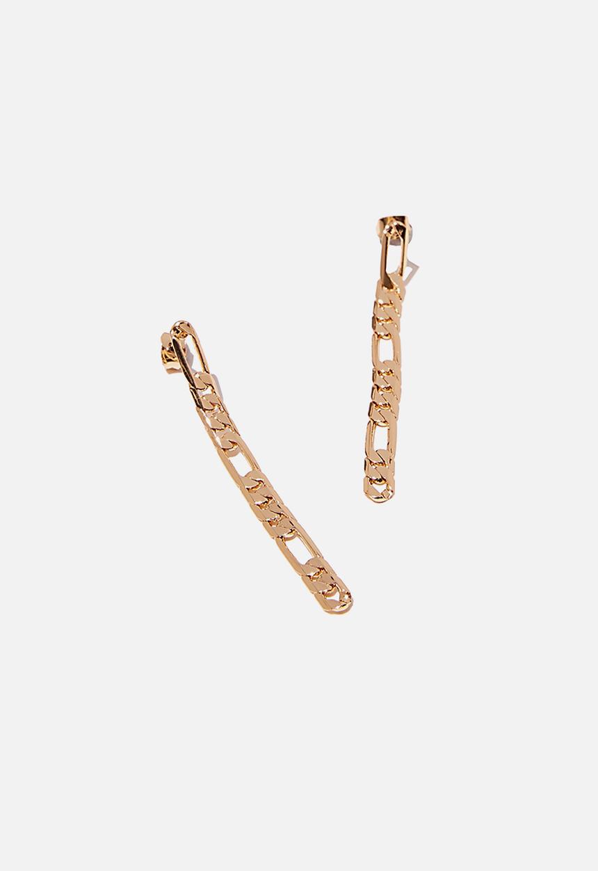 Rubi - Keepsake chain drop earring - gold figaro chain