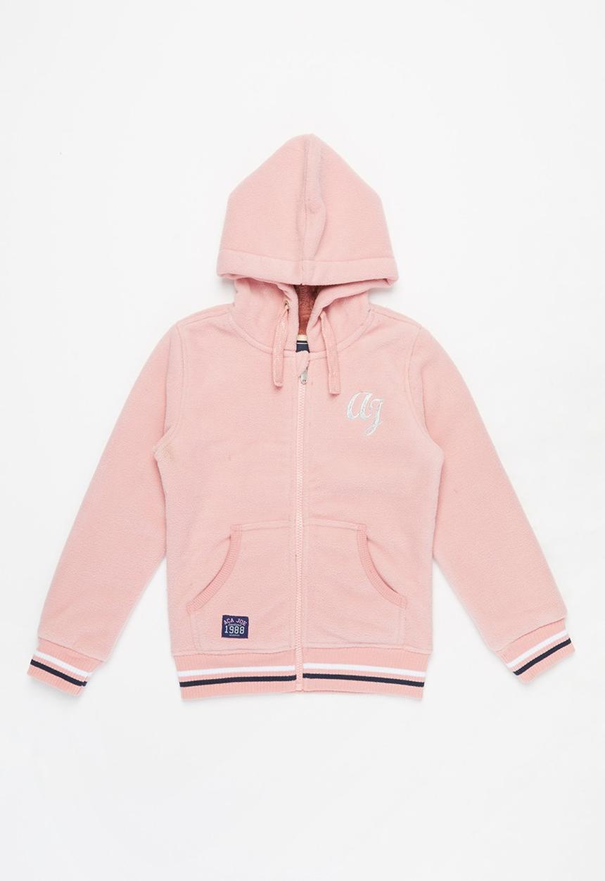 Aca Joe - Pre-girls bonded zip thru hoodie - pink