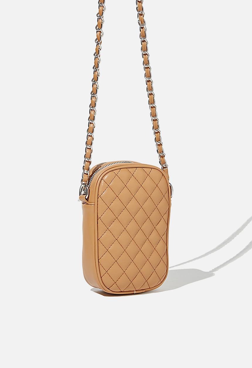 Rubi - Hailey mini quilted cross body bag - tan