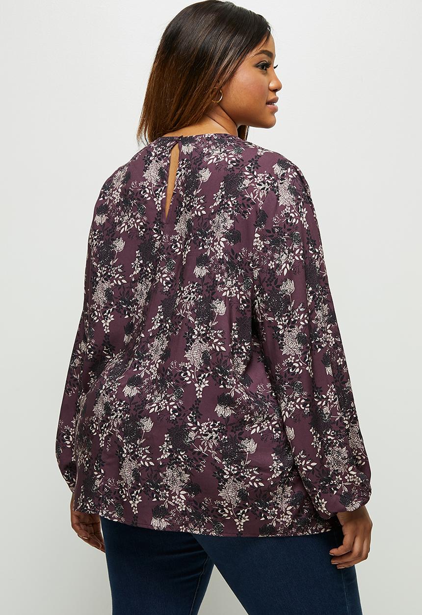 edit Plus - Bellow sleeve shell blouse - plum