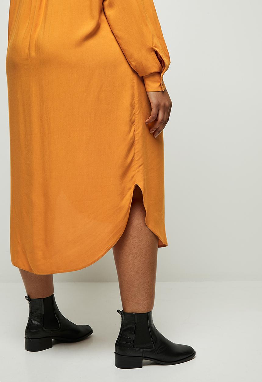 edit Plus - Basic midi shirt dress - yellow 