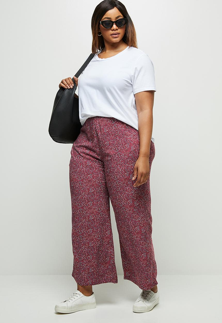 edit Plus - Wide leg culotte - plum