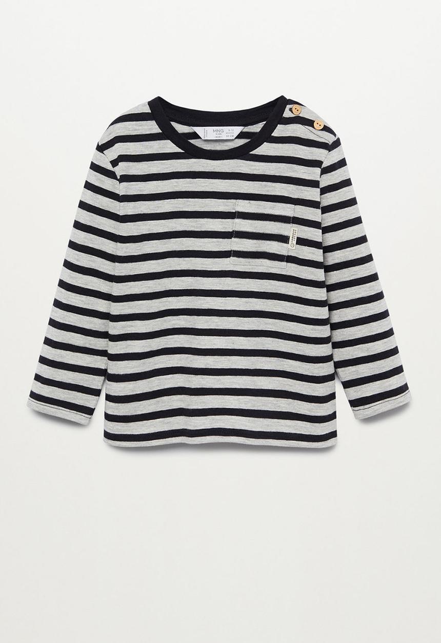 MANGO - Ivang long sleeve tee - grey & black