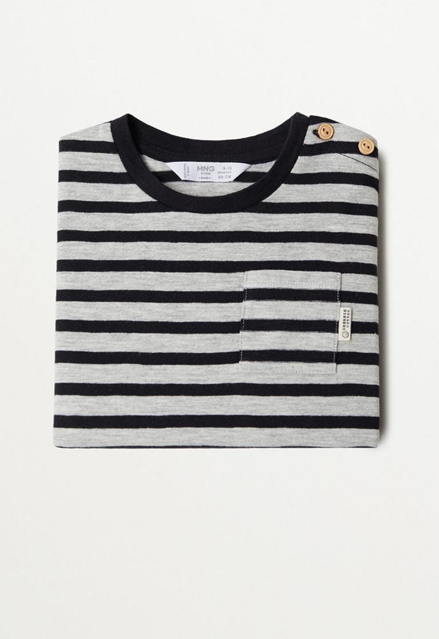 MANGO - Ivang long sleeve tee - grey & black