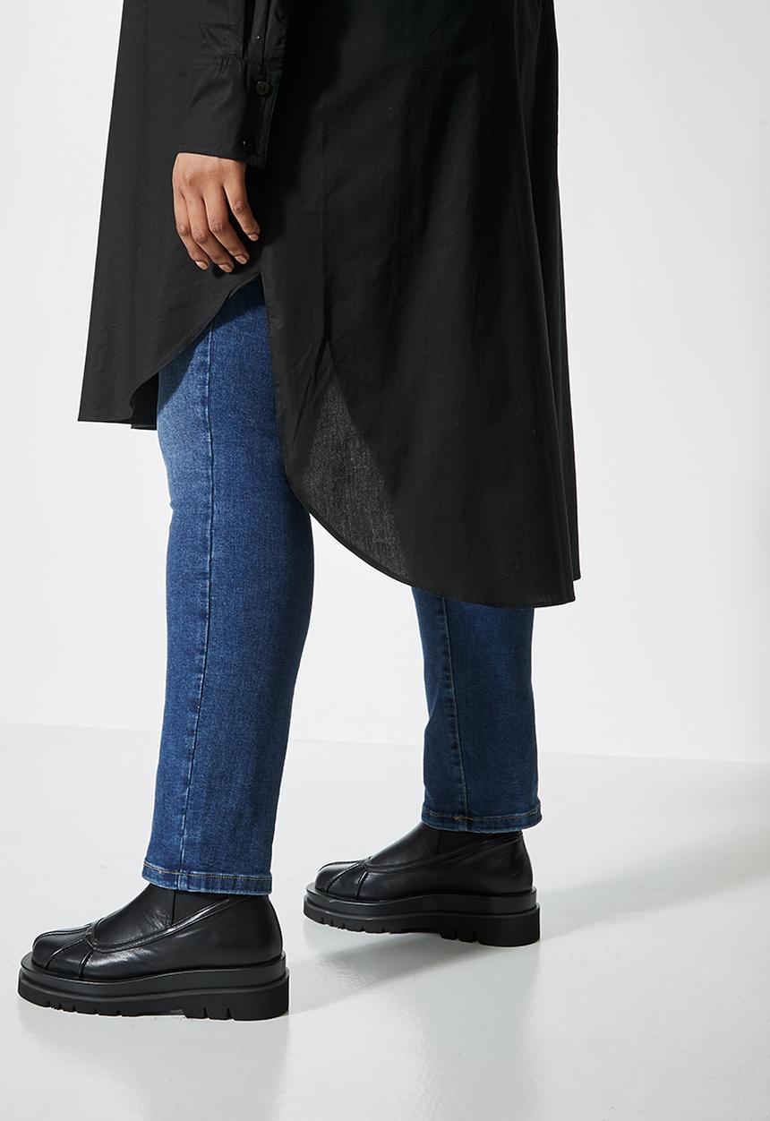 Superbalist - Cotton blend long length shirt - black