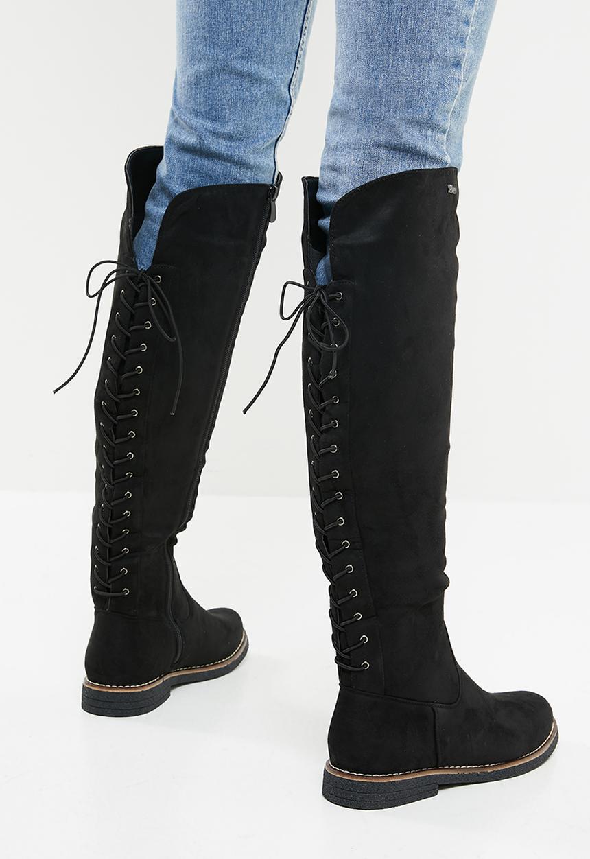 Plum - Aria knee length boot - black