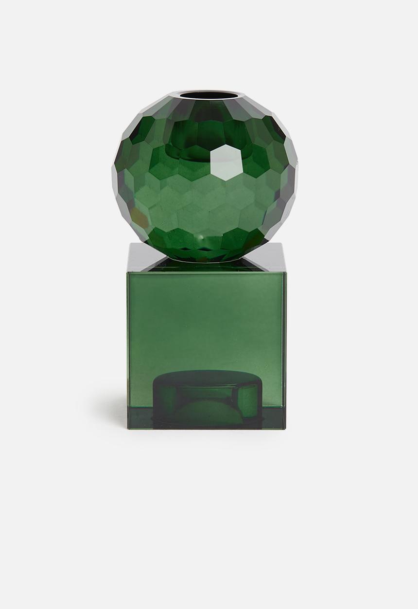 Present Time - Crystal art candle holder medium - green