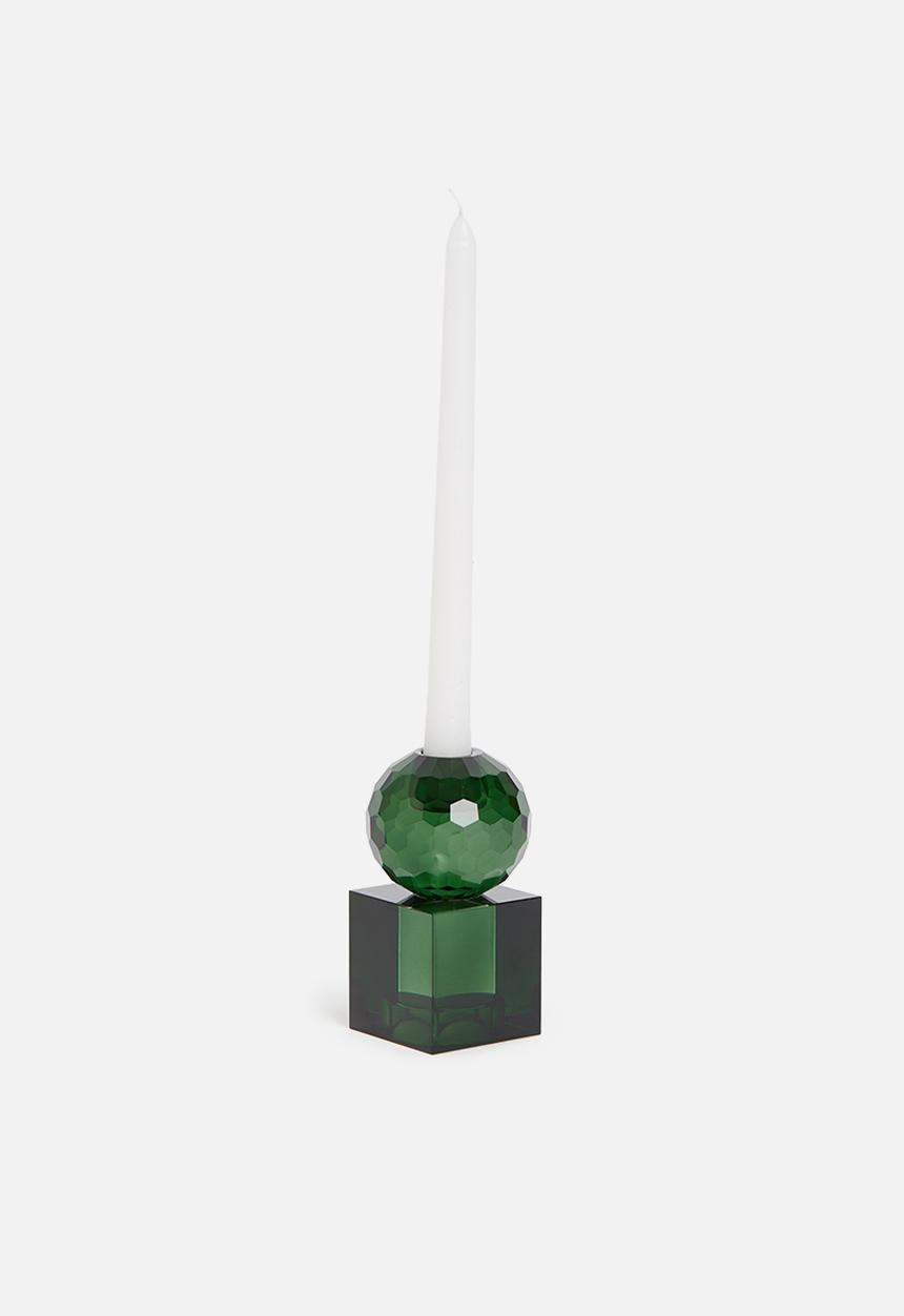 Present Time - Crystal art candle holder medium - green