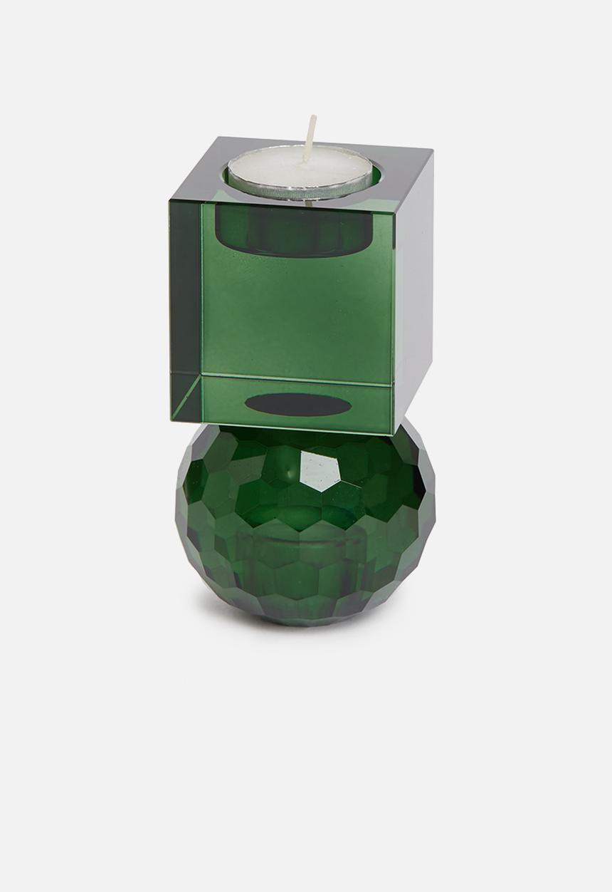 Present Time - Crystal art candle holder medium - green