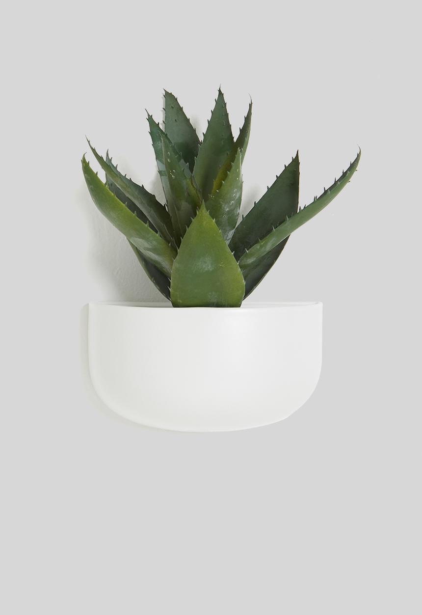 Present Time - Wide oval wall planter - white