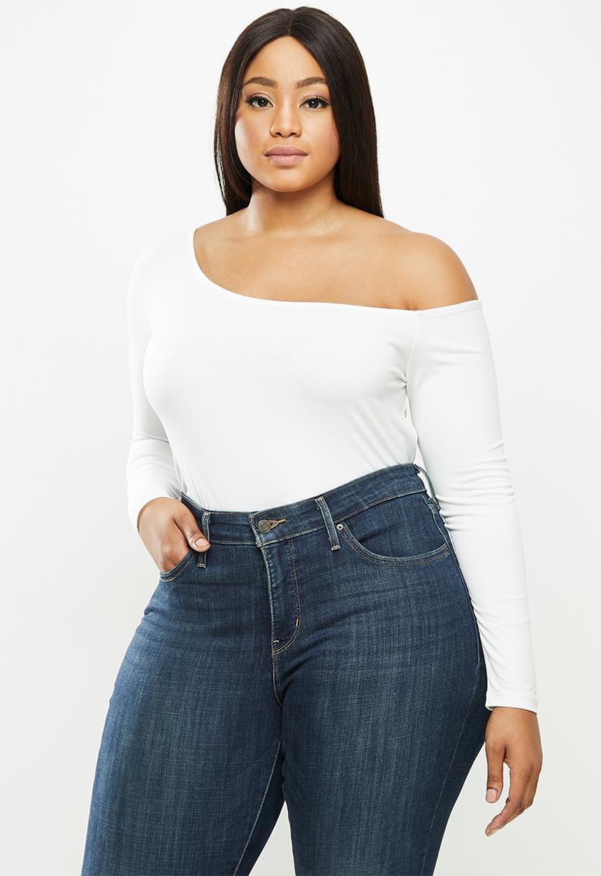MILLA - Asymmetric one shoulder long sleeve bodysuit - ivory