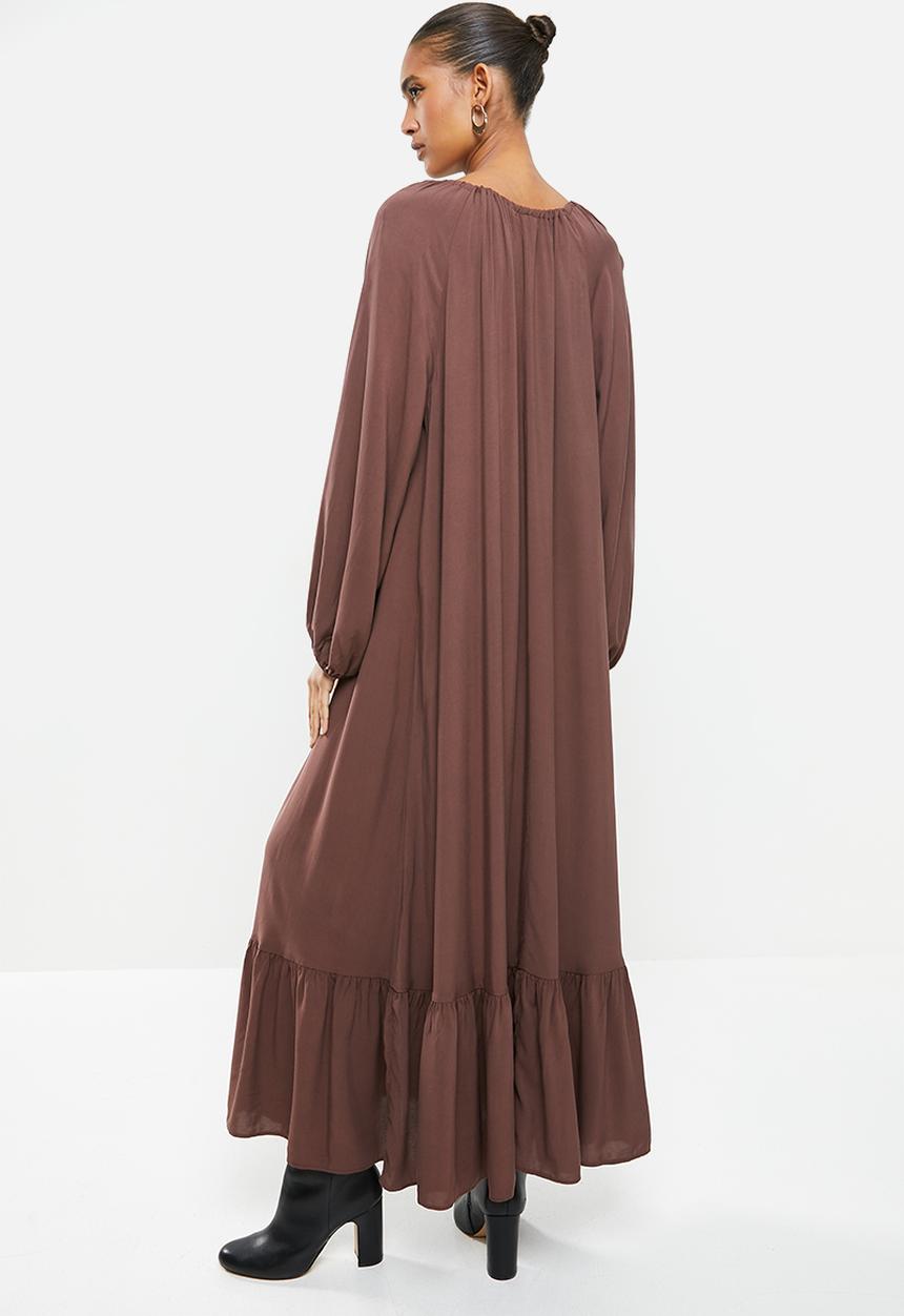 VELVET - Rayon Boho tiered maxi dress - brown 