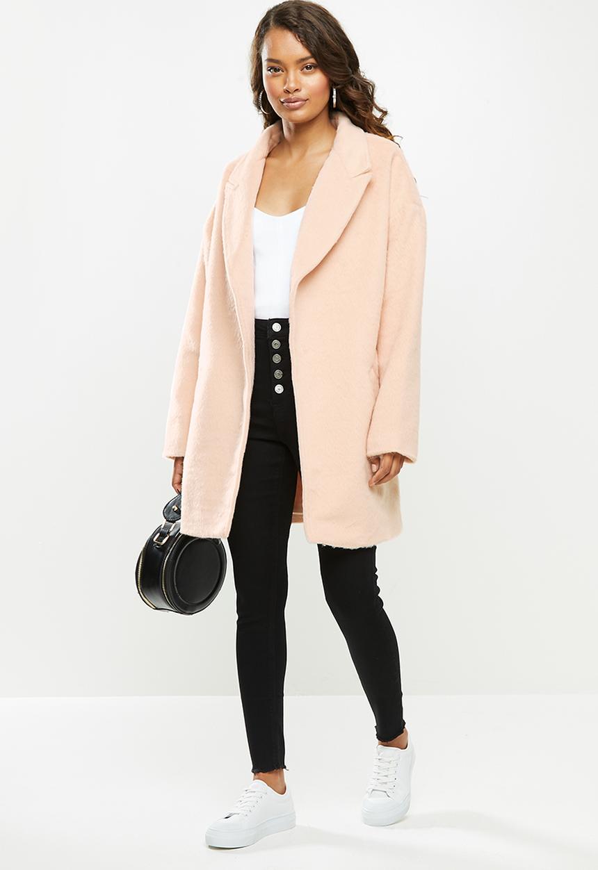 Missguided - Petite drop shoulder belted crop formal coat - stone