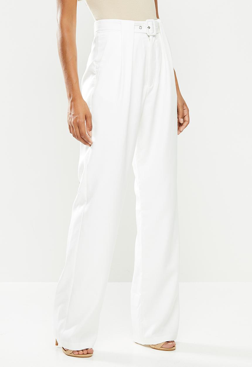 Missguided - Petite coord belted cigarette trousers - white